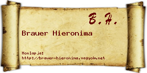 Brauer Hieronima névjegykártya